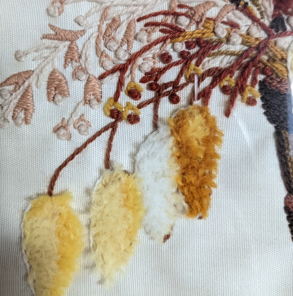 Vtg MCM Crewel‎ Needle Point Floral Bouquet Picture Large Wall Art 18" x 22" - Picture 10 of 14